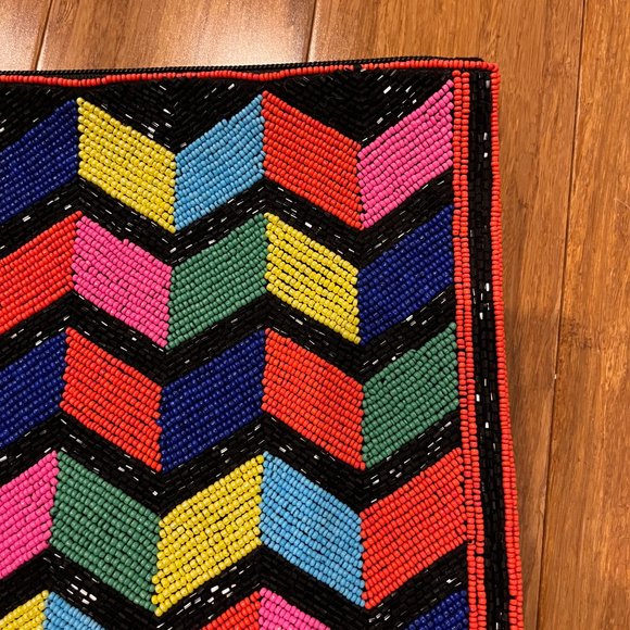 BOGO NWT Bright Beaded Chevron Tasseled Alameda Clutch - Picture 7 of 10